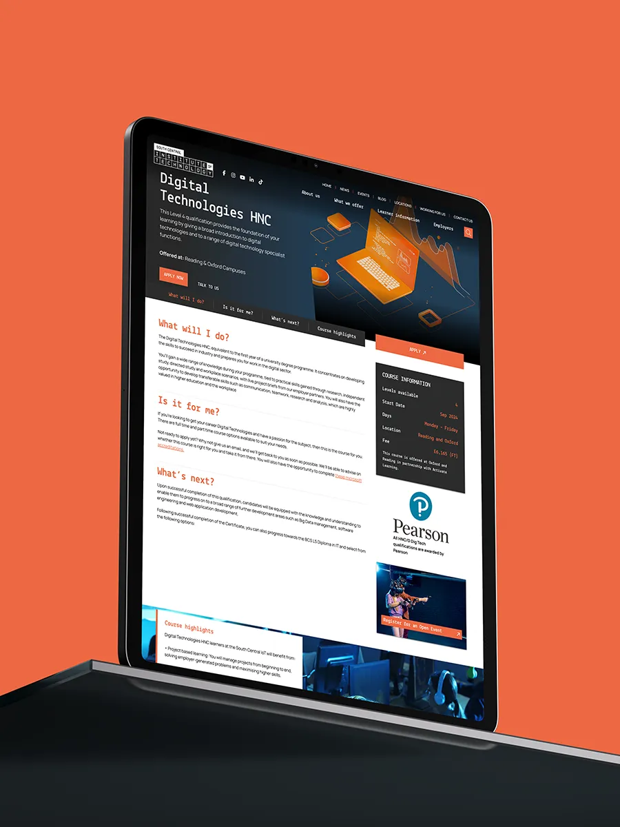 College Website on Mobile device