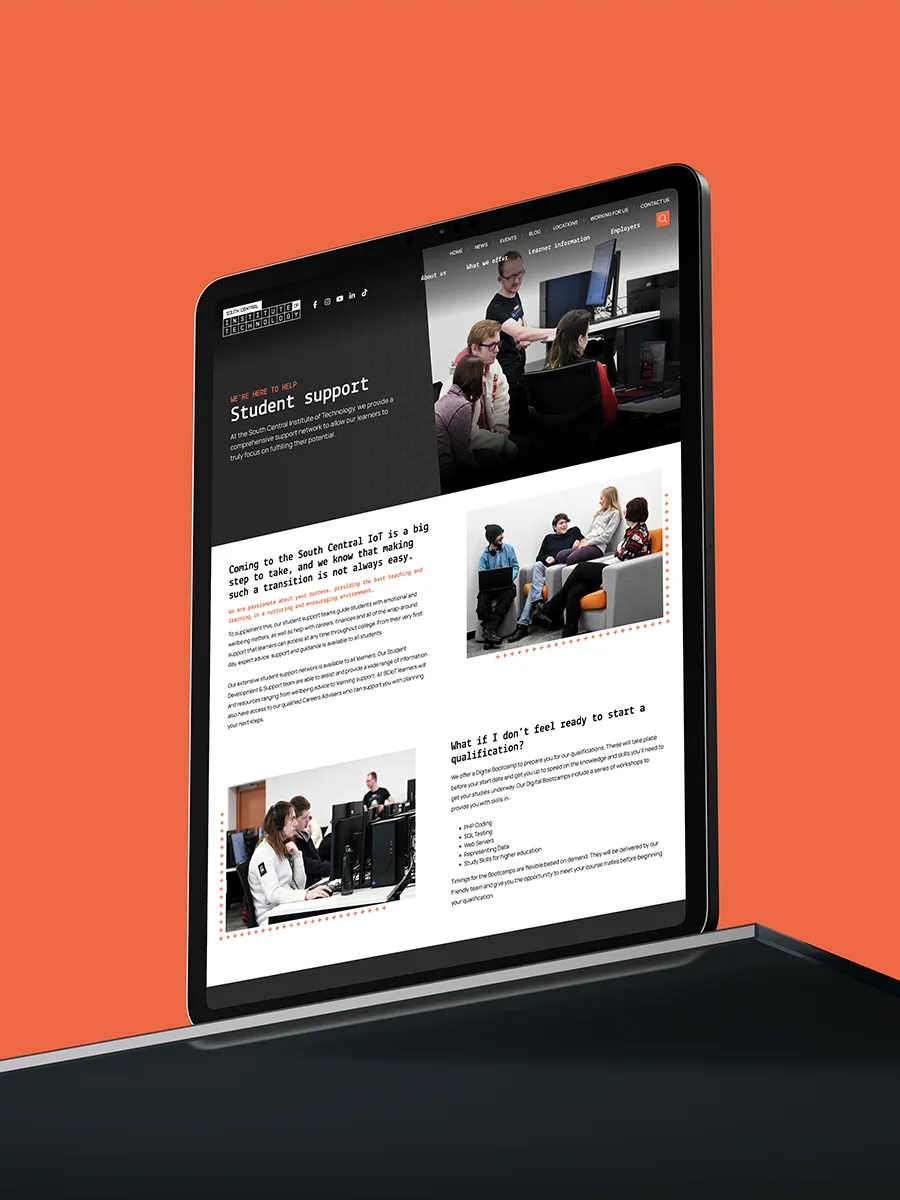 College Website on Mobile device