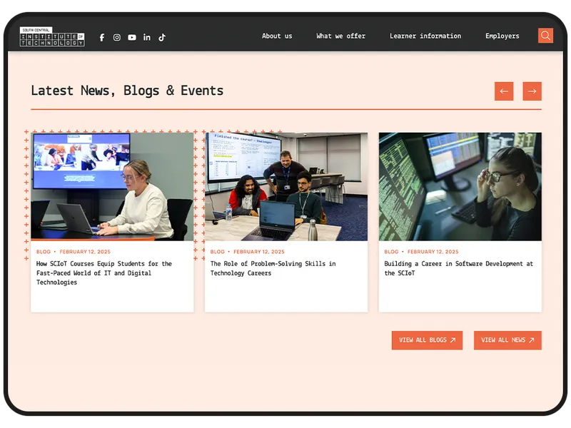 College Website on Mobile device