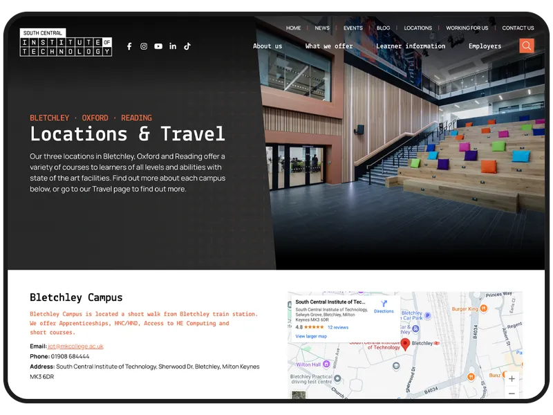 College Website on Mobile device