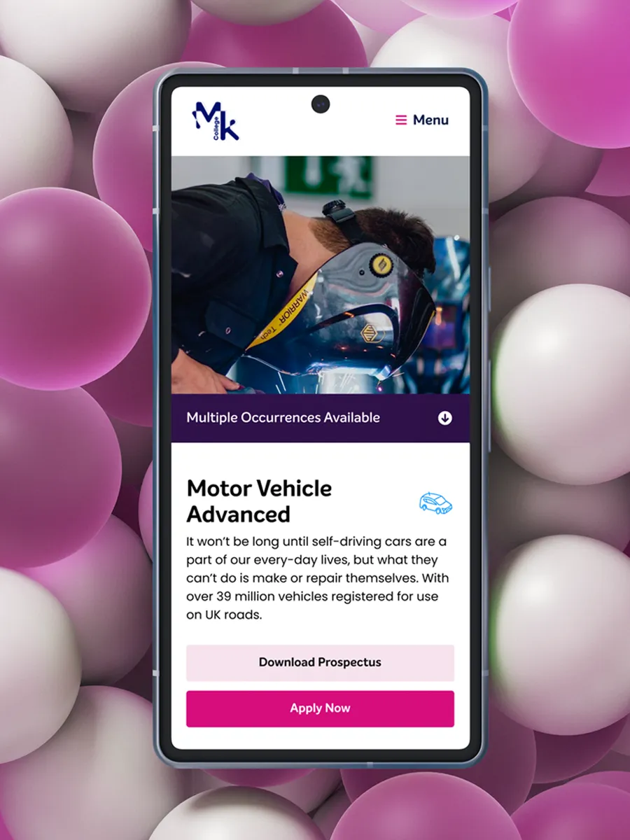 MKC college website on Mobile
