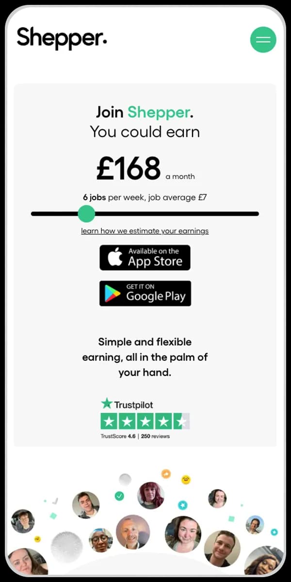 Shepper Website on Mobile Device