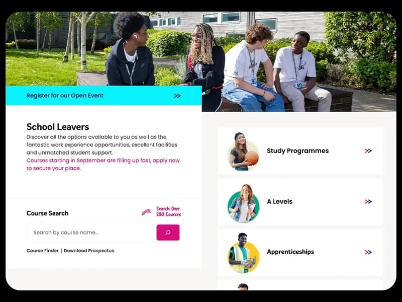 MKC college website on Mobile tablet